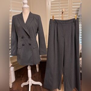 Worthington Gray Pinstripe Blazer and Trouser Set